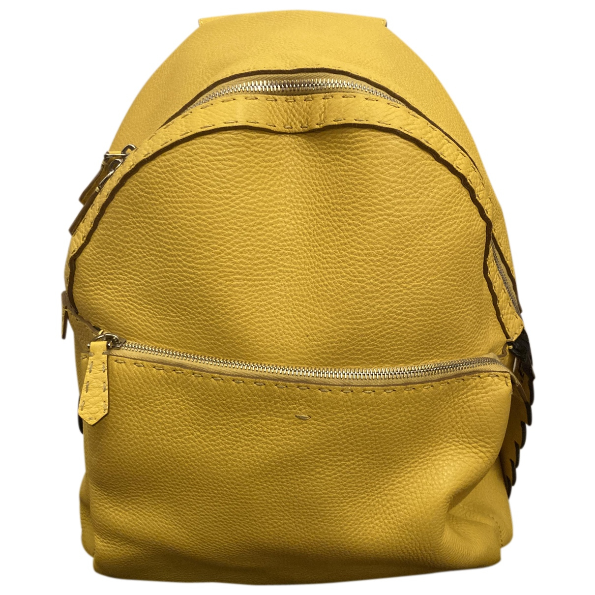 Leather backpack Fendi Yellow in 